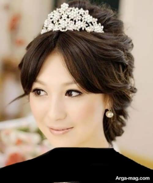 مدل موی کره ای عروس برای صورت گرد 