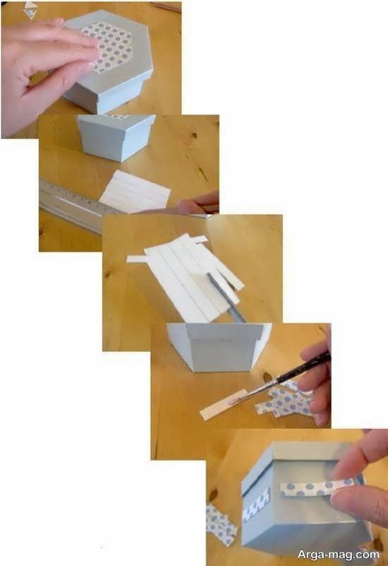 تصویر مراحل ساختن یک نوع جعبه کادویی 