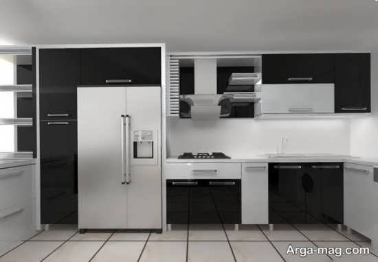 مدل کابینت سفید و مشکی آشپزخانه 