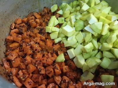 تفت دادن انبه و هویج 